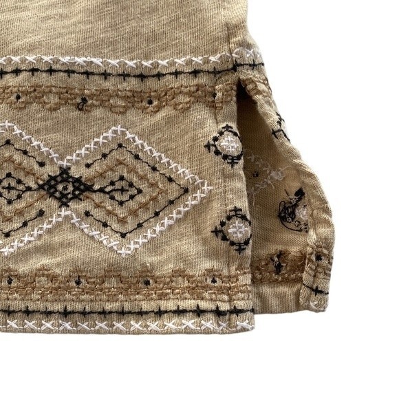 J Jill Aztec Geometrical Embroidered V-Neck Slub Cotton Sleeveless Tank Top Soft - Picture 11 of 14